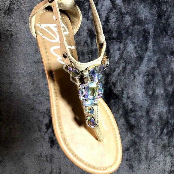 Sandals Woman's Krystal Blue Suede Shoes Women’s Size 9 - Picture 4 of 4